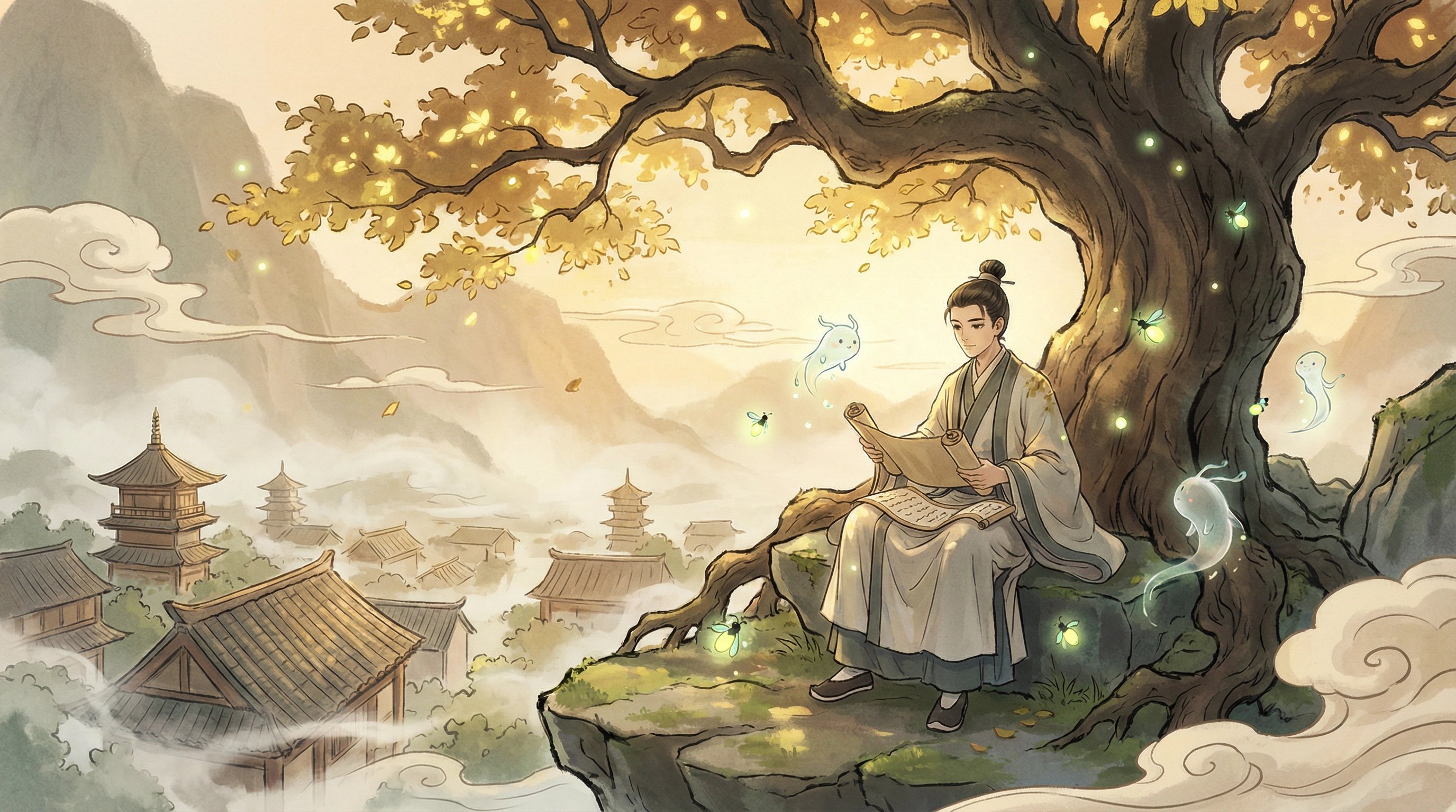 汤不热视频-古树下的修行者